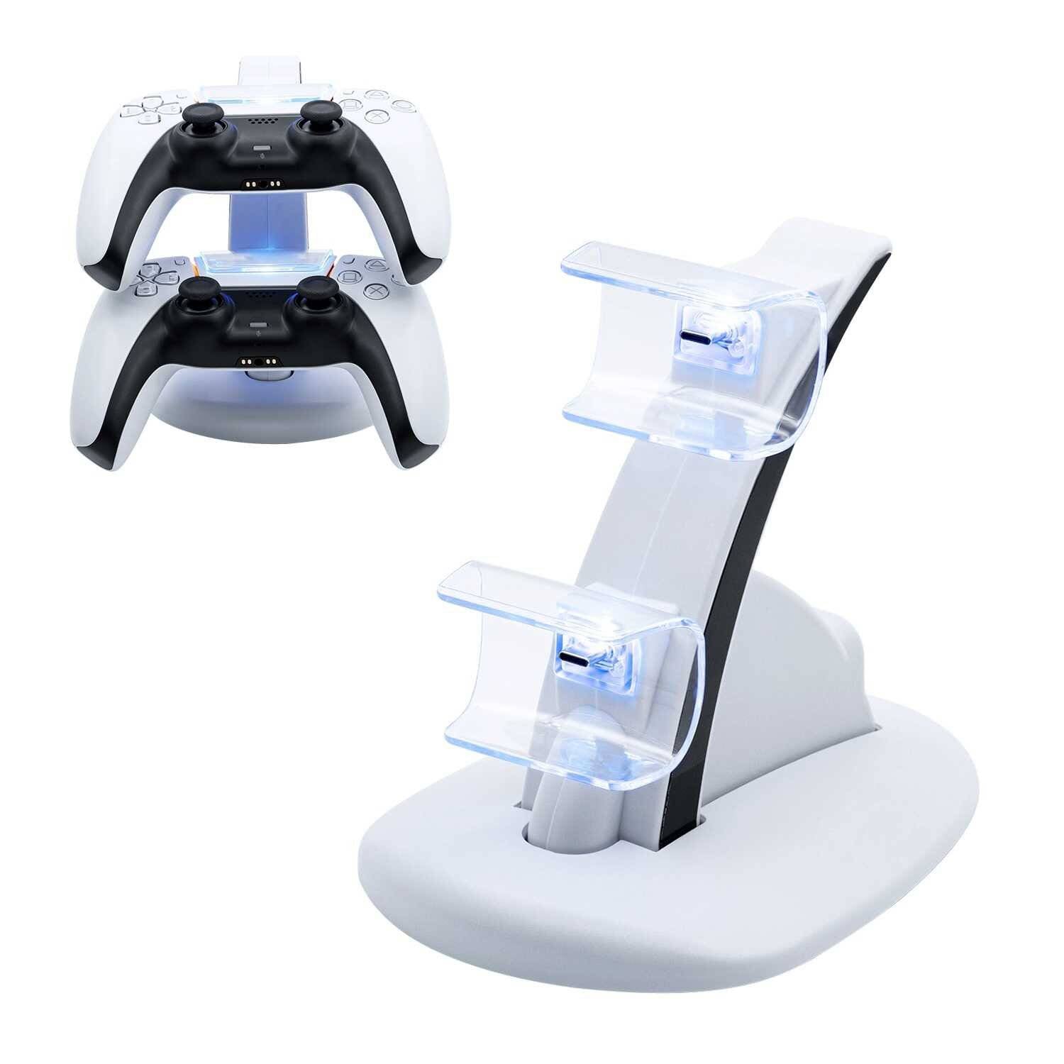 GENÉRICO BASE DE CARGA PARA CONTROLES PS5 CON INDICADOR LED DE CARGA COMPLETA