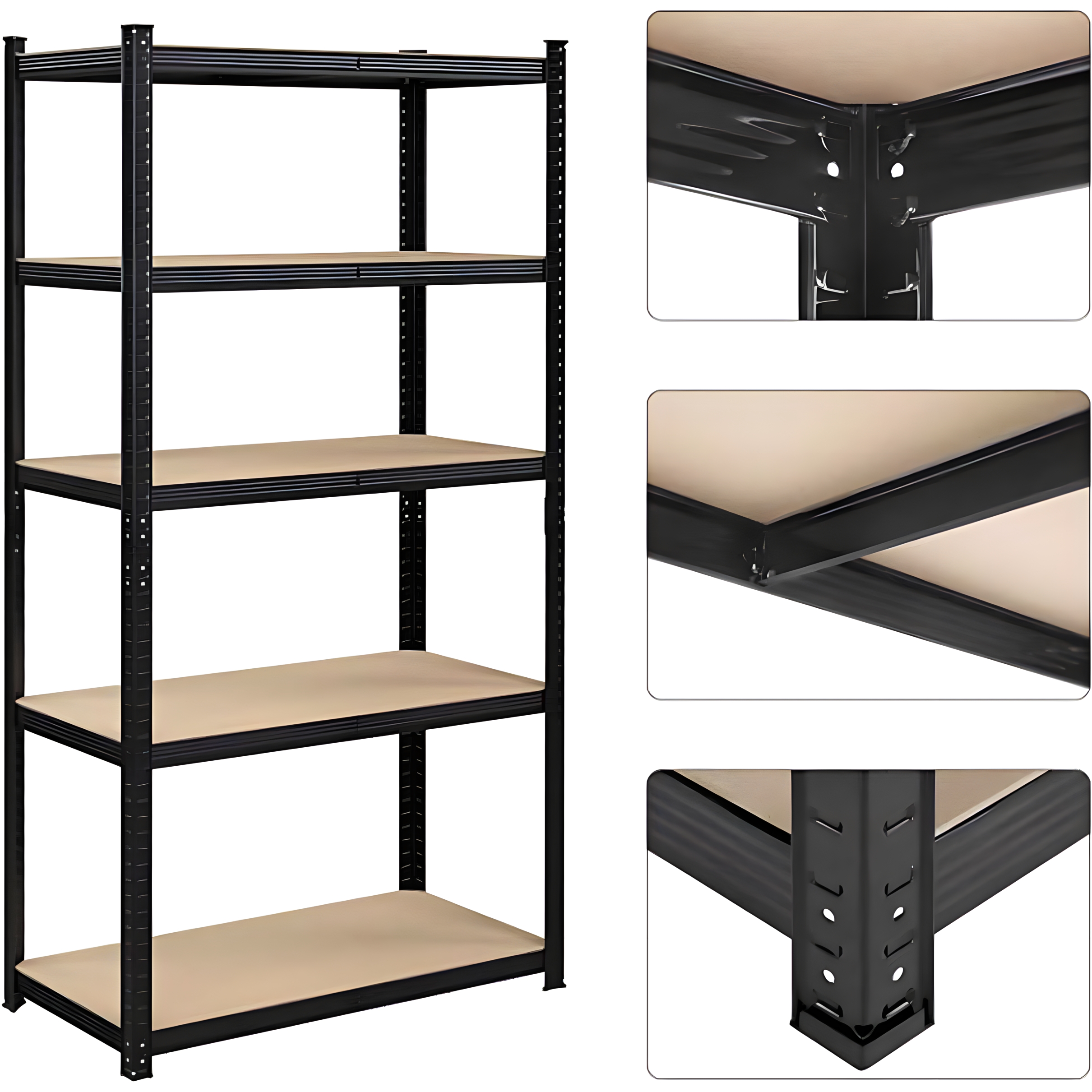 ESTANTE METÁLICO NEGRO 180X90X40 CAPACIDAD 500 KG X 5 REPISAS - 7