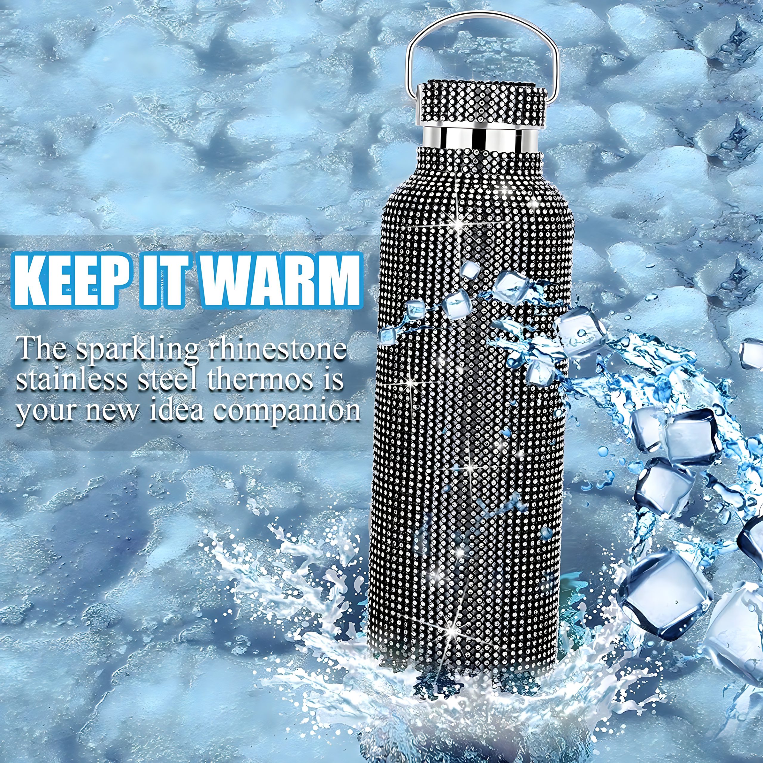 TERMO BOTELLA DE AGUA BRILLOS DIAMOND BLACK 750 ML - 2