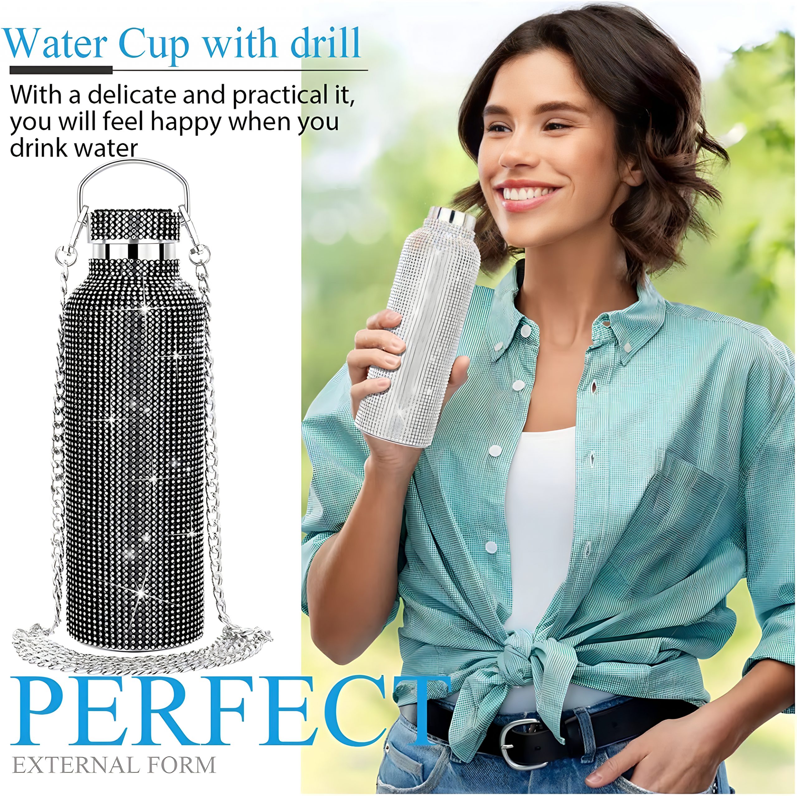 TERMO BOTELLA DE AGUA BRILLOS DIAMOND BLACK 750 ML - 4