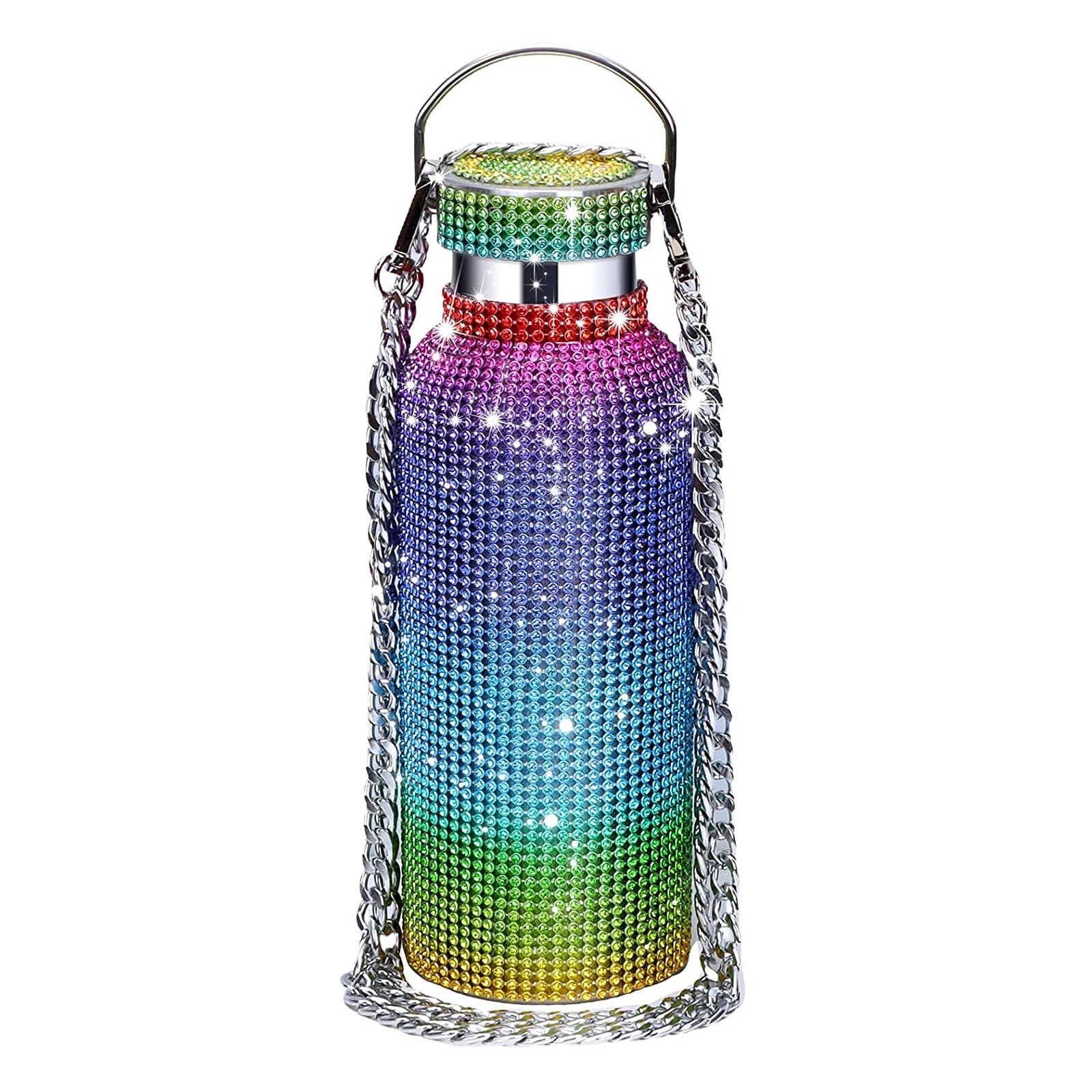 TERMO BOTELLA DE AGUA BRILLOS DIAMOND ARCO IRIS 750 ML - 1