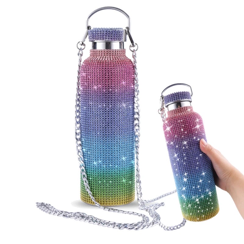 TERMO BOTELLA DE AGUA BRILLOS DIAMOND ARCO IRIS 750 ML - 3