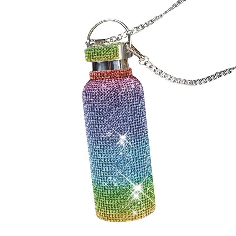 TERMO BOTELLA DE AGUA BRILLOS DIAMOND ARCO IRIS 750 ML - 6