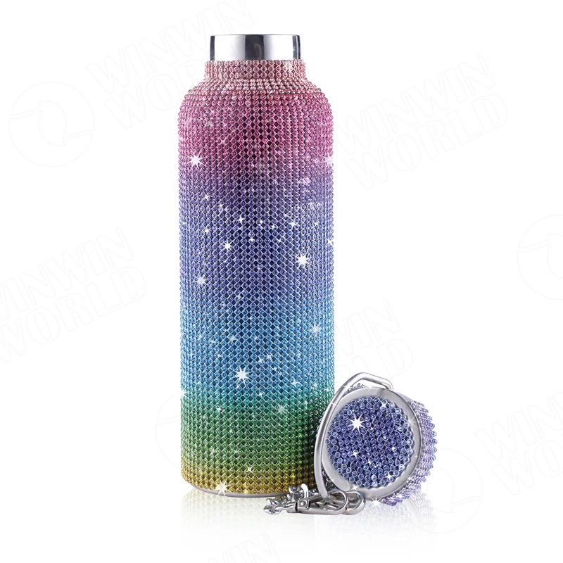 TERMO BOTELLA DE AGUA BRILLOS DIAMOND ARCO IRIS 750 ML - 7