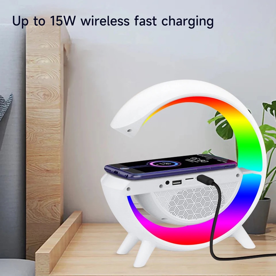 PARLANTE RGB LÁMPARA MESA MULTICOLOR CON CARGADOR INALAMBRICO - 8