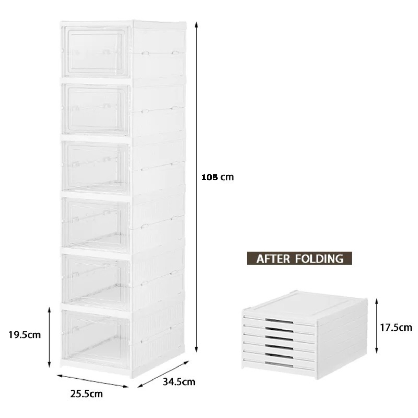 ZAPATERO ORGANIZADOR CALZADO PLEGABLE 6 CAJONES ACRÍLICO - 2