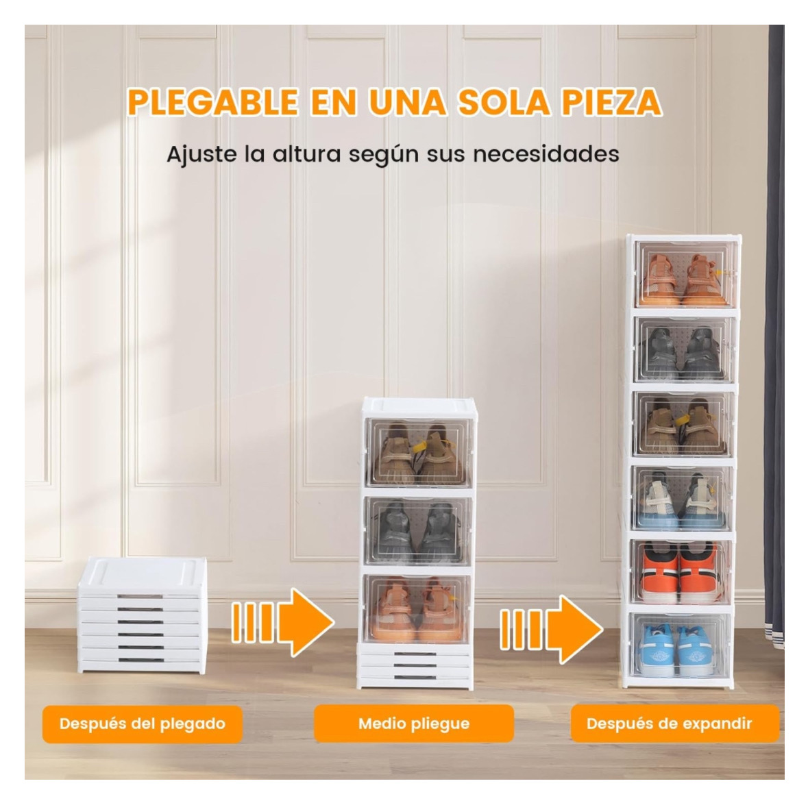 ZAPATERO ORGANIZADOR CALZADO PLEGABLE 6 CAJONES ACRÍLICO - 7