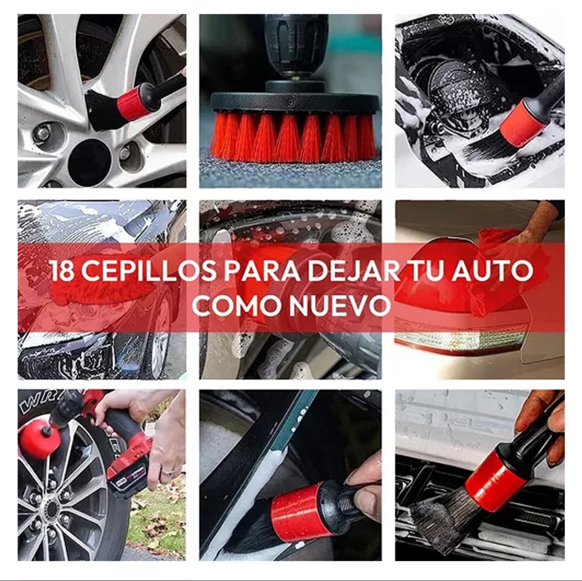 KIT DE LIMPIEZA PARA AUTOS EXTERIOR E INTERIOR SET 18 PIEZAS - 4