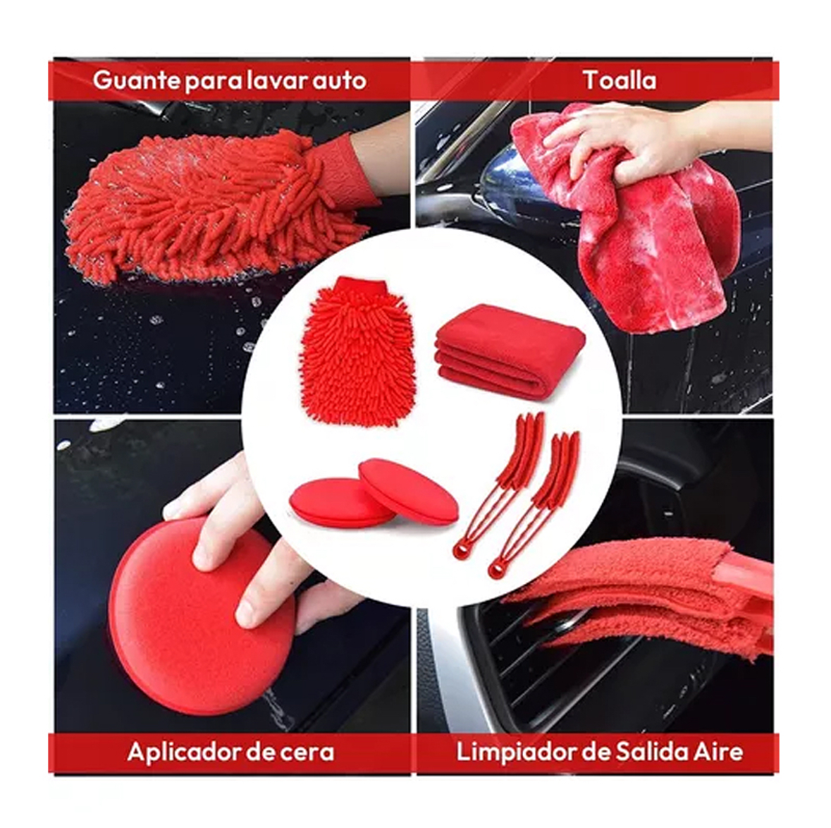 KIT DE LIMPIEZA PARA AUTOS EXTERIOR E INTERIOR SET 18 PIEZAS - 9