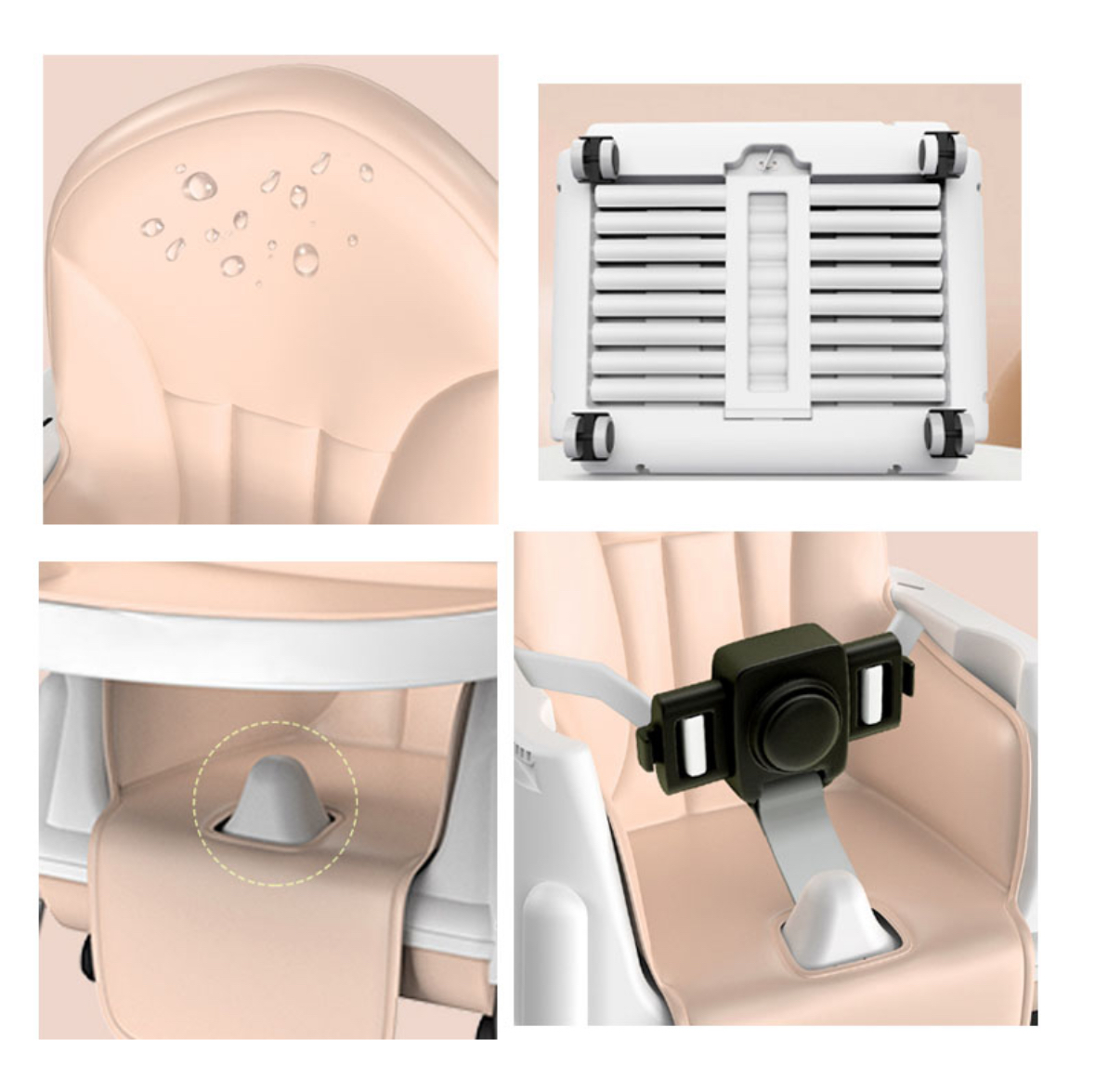 SILLA COMER BEBÉS PORTÁTIL AJUSTABLE 3 EN 1 BEIGE - 5