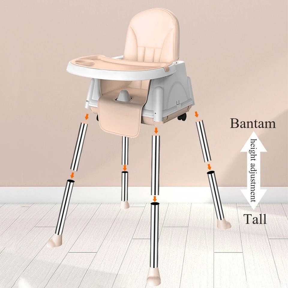 SILLA COMER BEBÉS PORTÁTIL AJUSTABLE 3 EN 1 BEIGE - 6