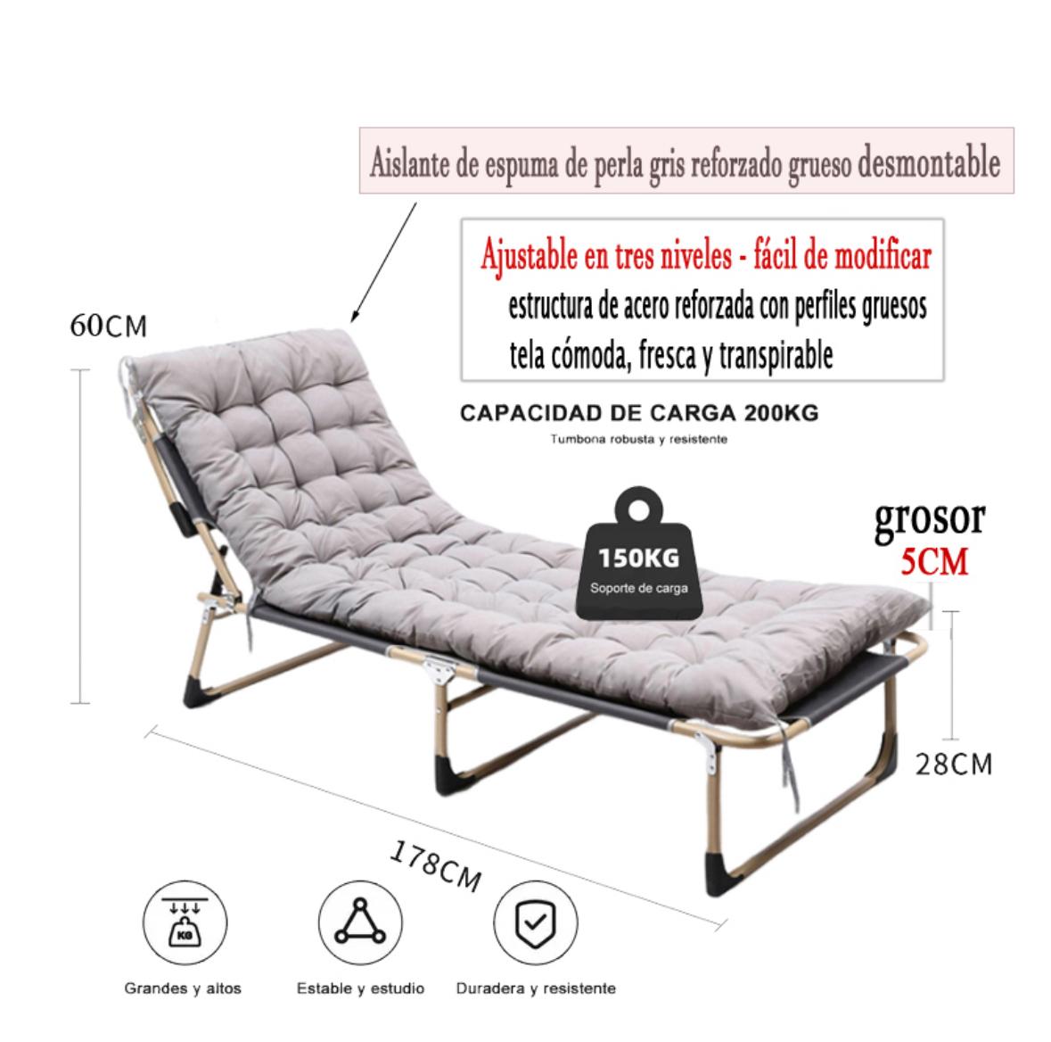 CAMA PORTATIL MULTI POSICIÓN SILLA DE CAMPING PLEGABLE - 3