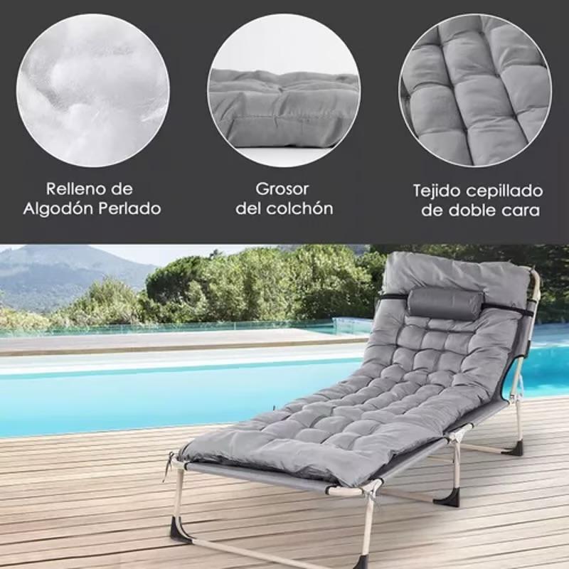 CAMA PORTATIL MULTI POSICIÓN SILLA DE CAMPING PLEGABLE - 4