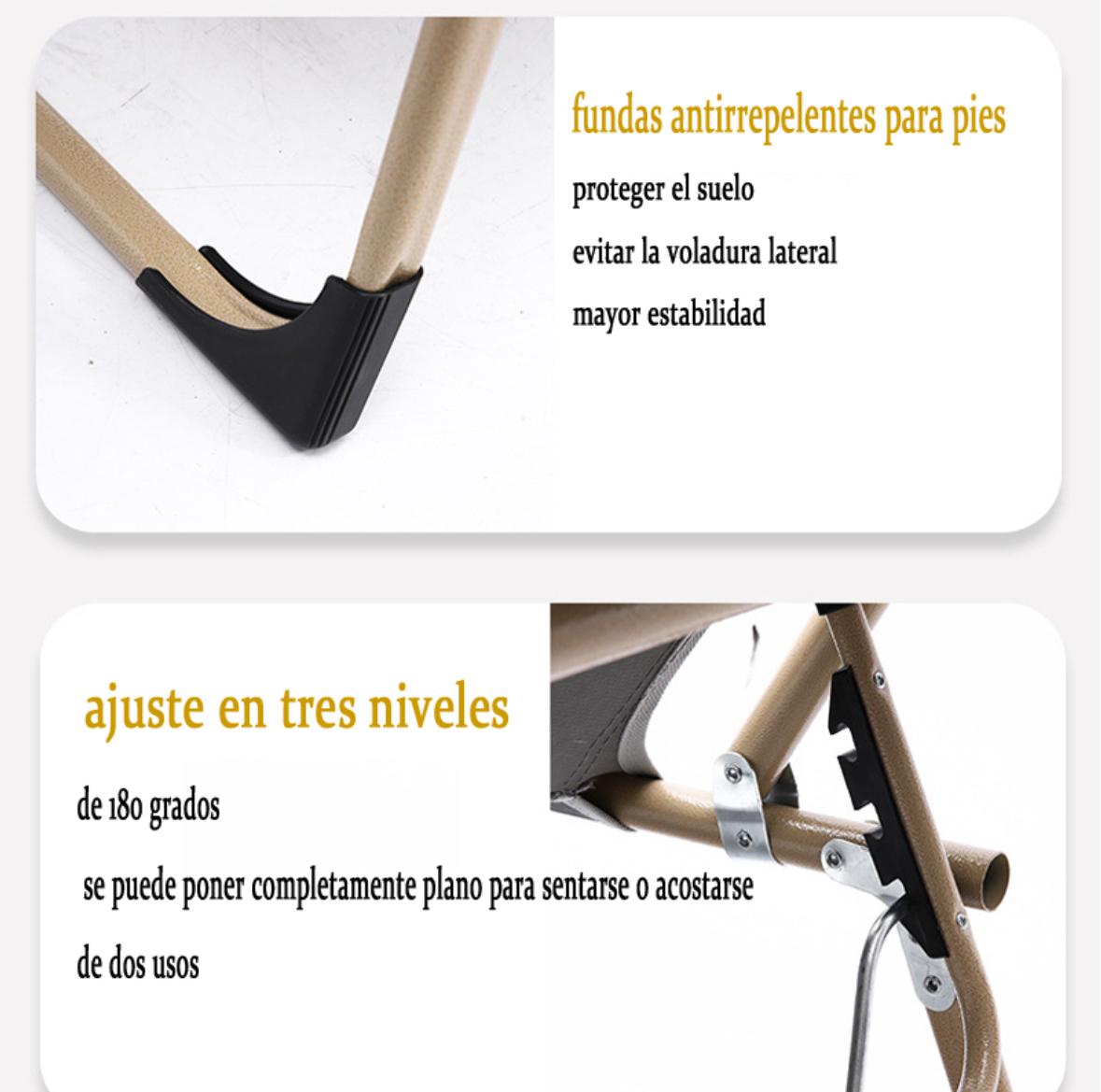 CAMA PORTATIL MULTI POSICIÓN SILLA DE CAMPING PLEGABLE - 6