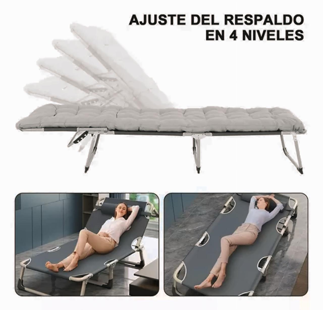 CAMA PORTATIL MULTI POSICIÓN SILLA DE CAMPING PLEGABLE - 7