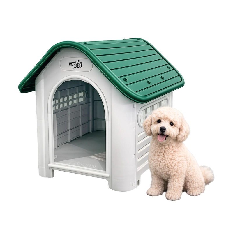 CASA PERRO CP002 COOL PETS PEQUEÑA TECHO VERDE 75X59X66 CM - 1