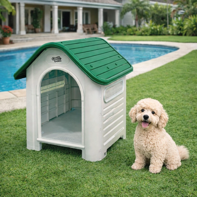 CASA PERRO CP002 COOL PETS PEQUEÑA TECHO VERDE 75X59X66 CM - 5