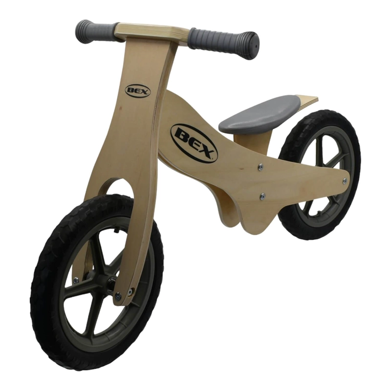 BICICLETA MADERA EQUILIBRIO APRENDIZAJE SIN PEDAL GRIS BEX - 3