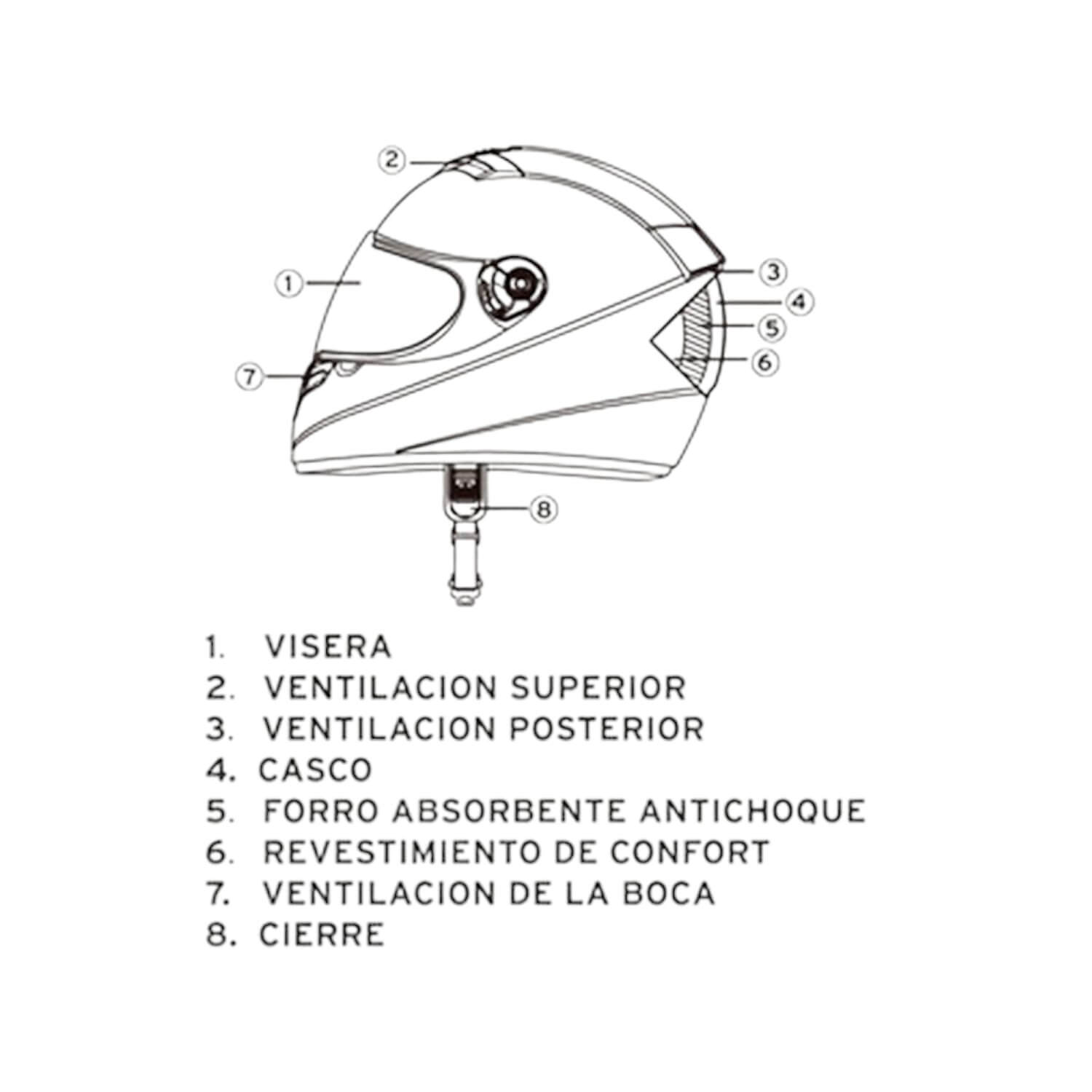 CASCO COMPLETO INTEGRAL CON VENTILACION TALLA L COLOR BURGUNDY - 6