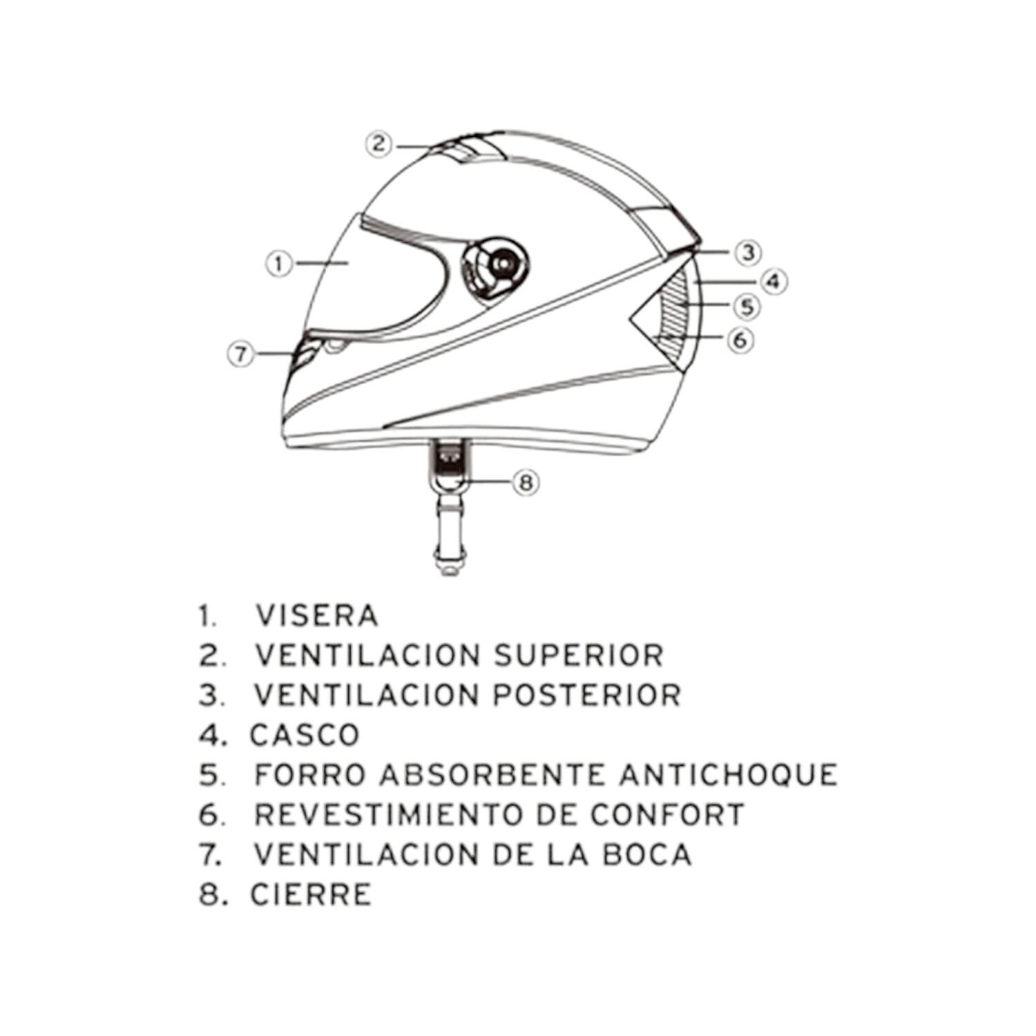 CASCO COMPLETO INTEGRAL CON VENTILACION TALLA L COLOR BLANCO - 6