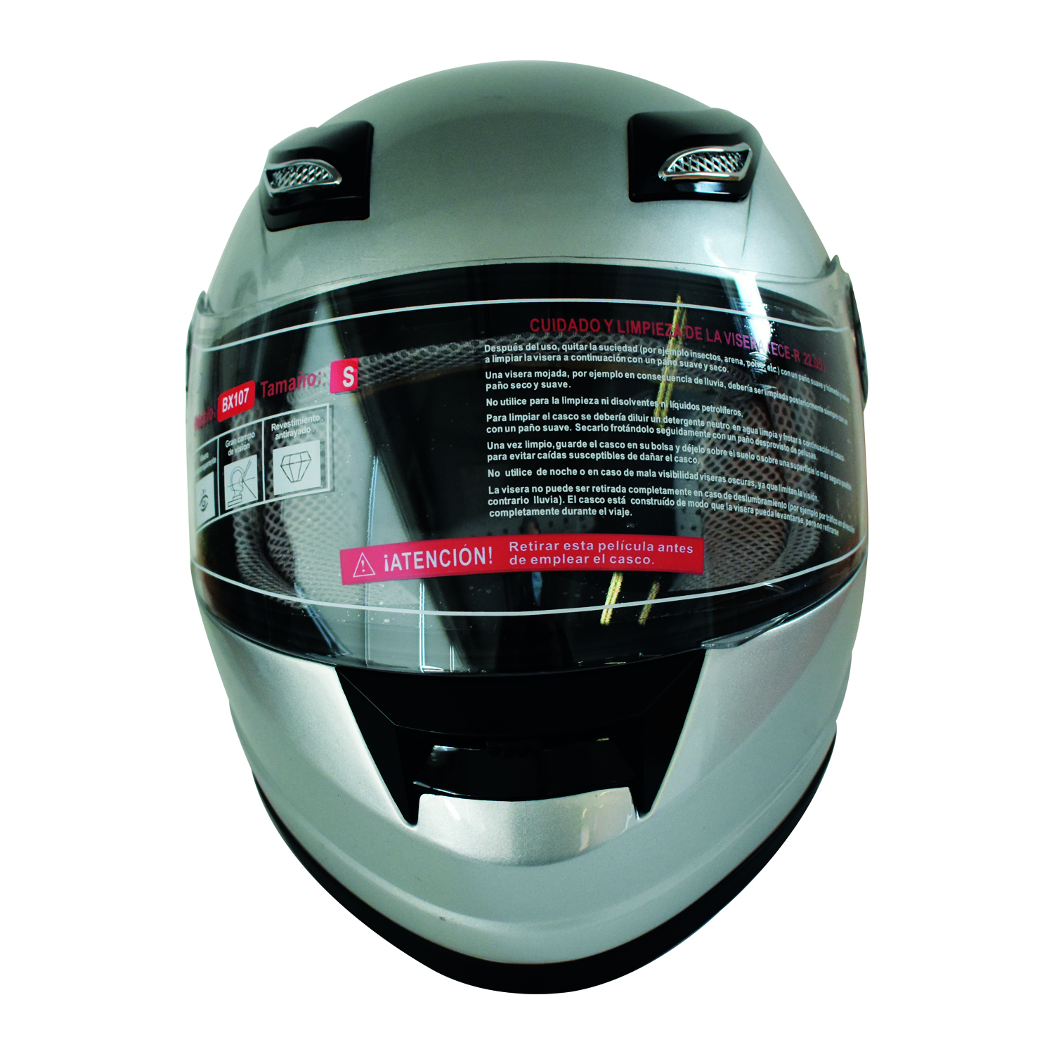 CASCO FULL FACE CON VENTILACION TALLA L COLOR SILVER - 4