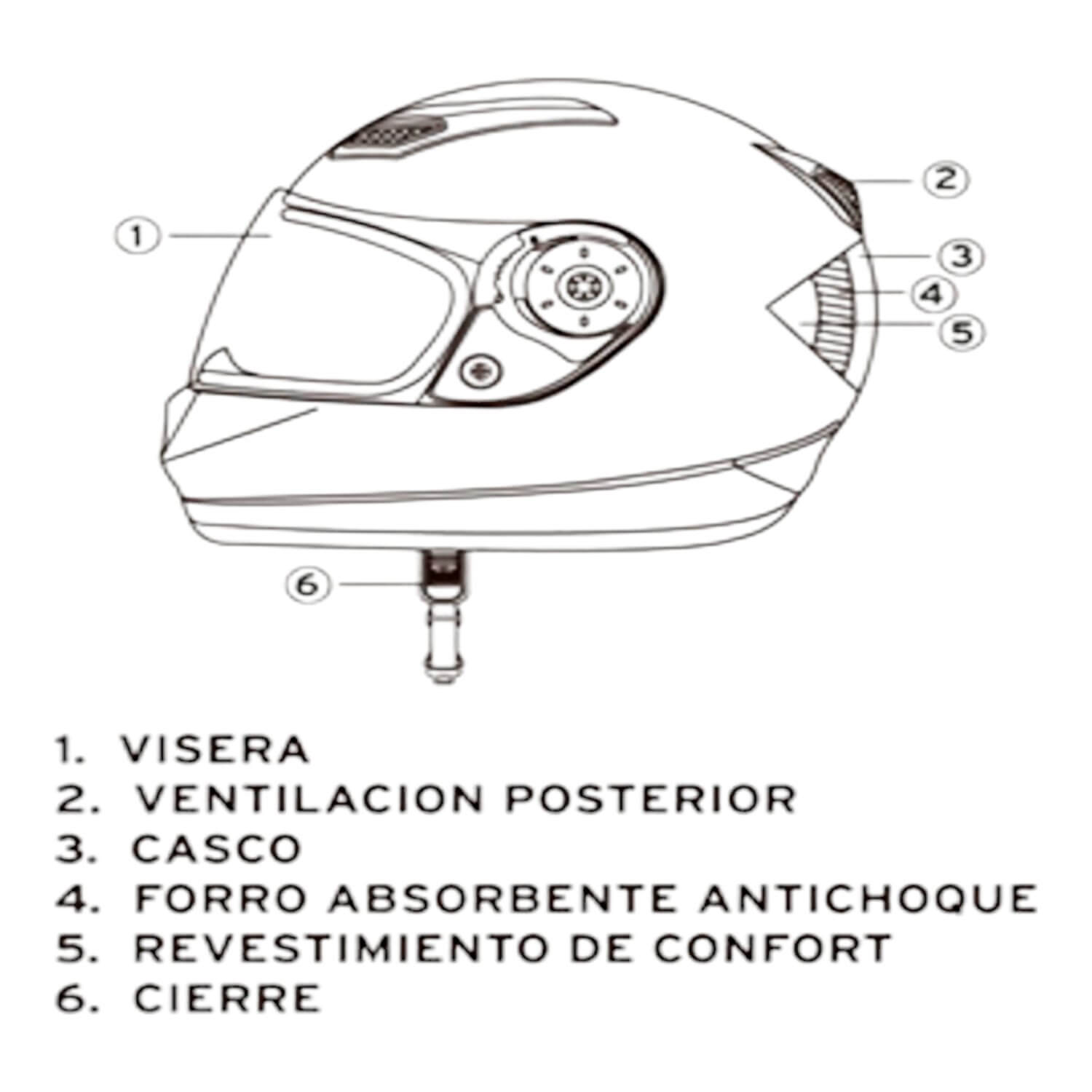 CASCO FULL FACE CON VENTILACION TALLA L COLOR SILVER - 5