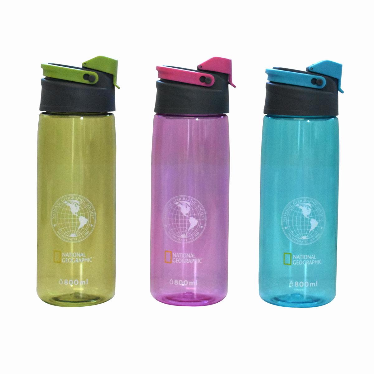 BOTELLA PLASTICA NATIONAL GEOGRAPHIC 800ML COLOR ROSA, VERDE, AZUL CLARO | NATIONAL GEOGRAPHIC - 1