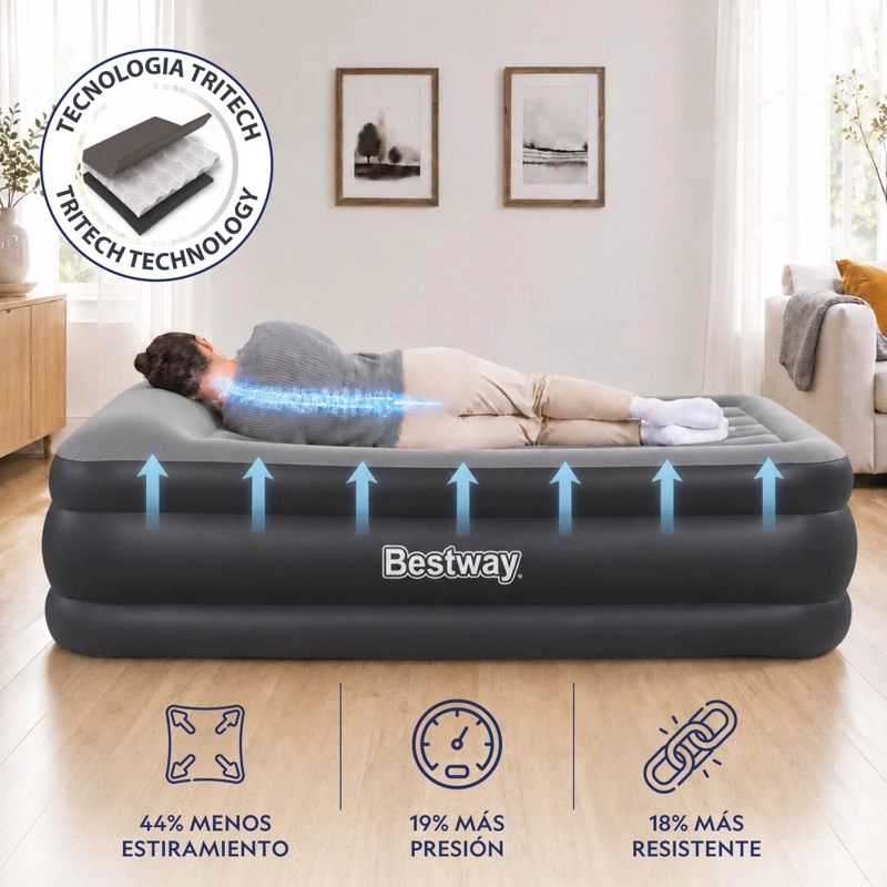 COLCHON INFLABLE ELE CTRICO 1,5 PLAZA 191X97X36CM BESTWAY - 5