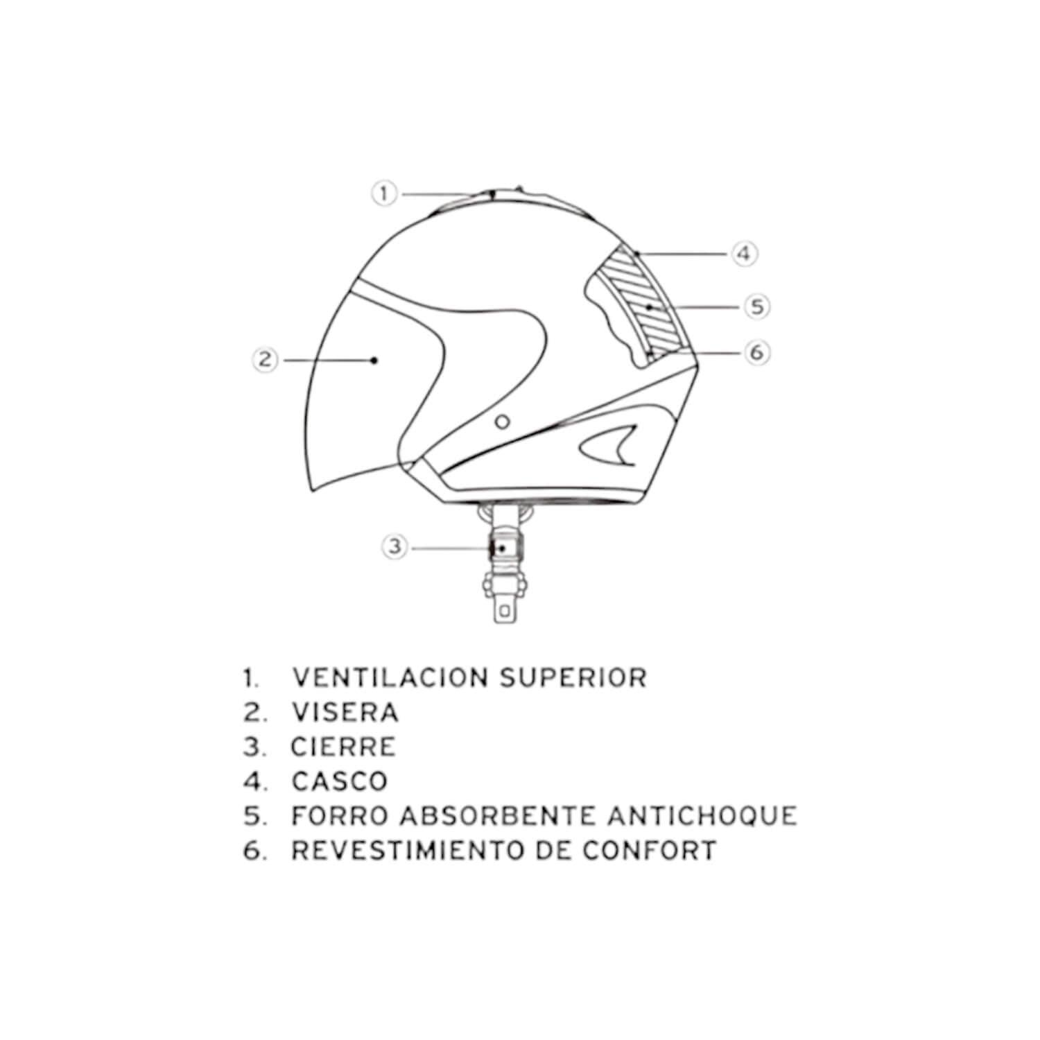 CASCO MODELO HALF FACE TALLA M COLOR FLAT BLACK - 7