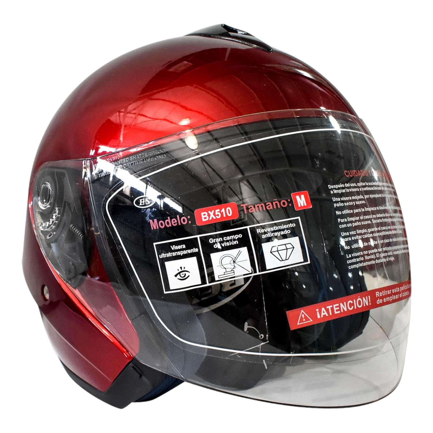 CASCO MODELO HALF FACE TALLA M COLOR BURGUNDHY - 5