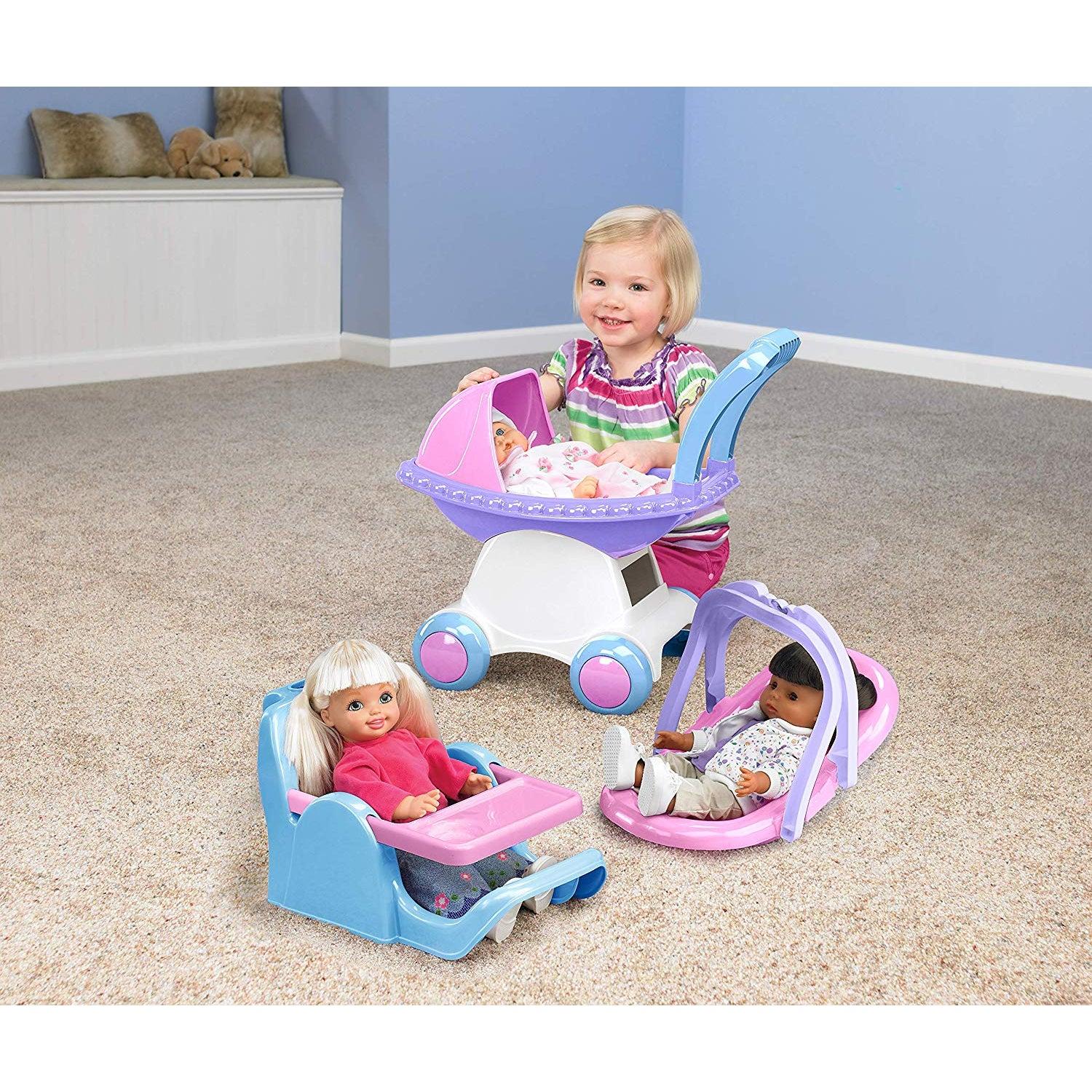 JUGUETE AMERICAN PLASTIC AP20980 COCHE + SILLA + PORTA MUÑECAS 3 EN 1 46X27X43 CM - 2