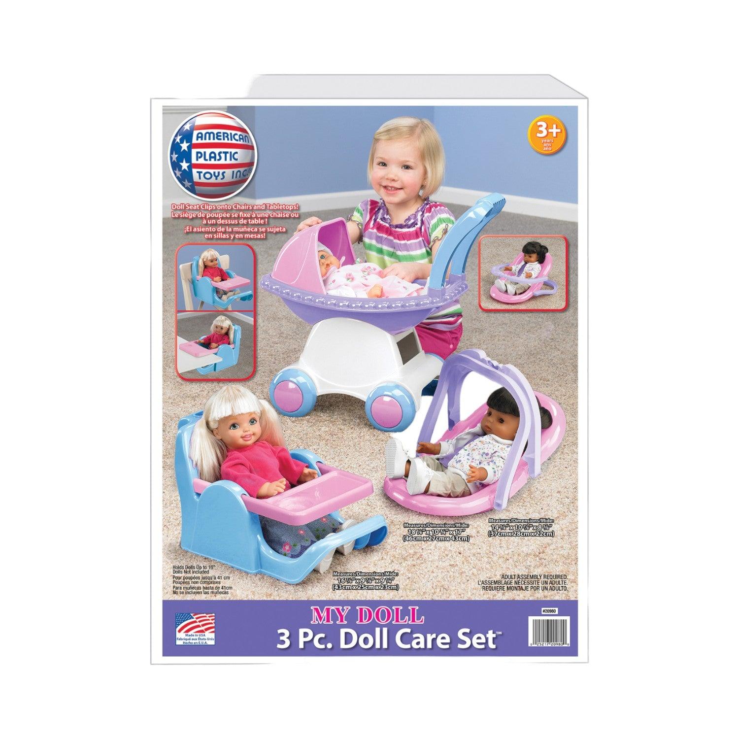 JUGUETE AMERICAN PLASTIC AP20980 COCHE + SILLA + PORTA MUÑECAS 3 EN 1 46X27X43 CM - 3