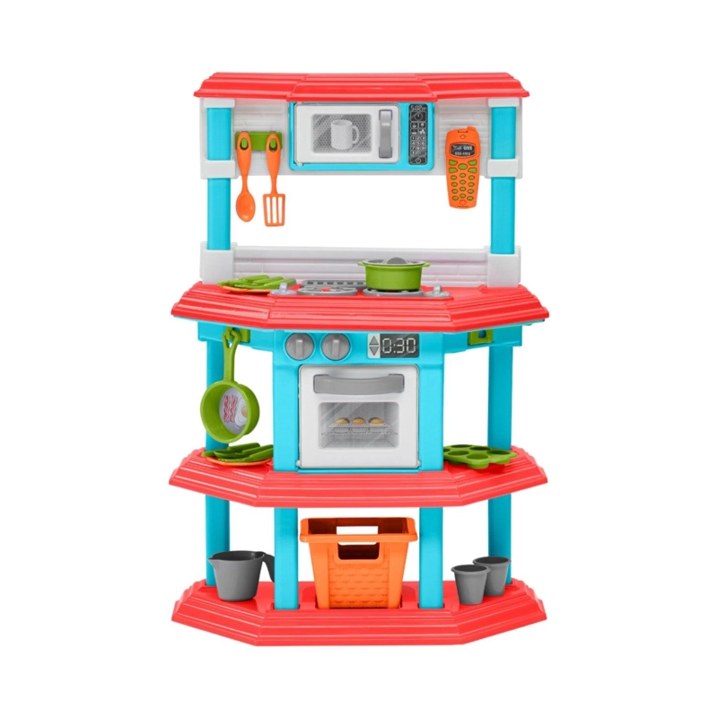 COCINA JUGUETE AMERICAN PLASTIC AP11640 PLASTICA CELESTE + ACCESORIOS 51X22X75 CM - 1