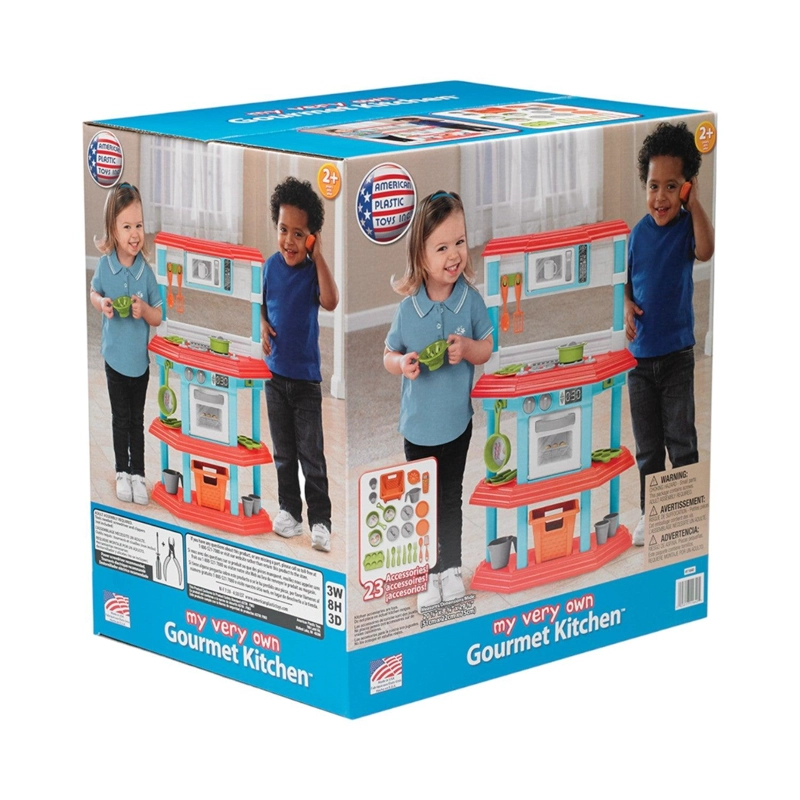 COCINA JUGUETE AMERICAN PLASTIC AP11640 PLASTICA CELESTE + ACCESORIOS 51X22X75 CM - 5