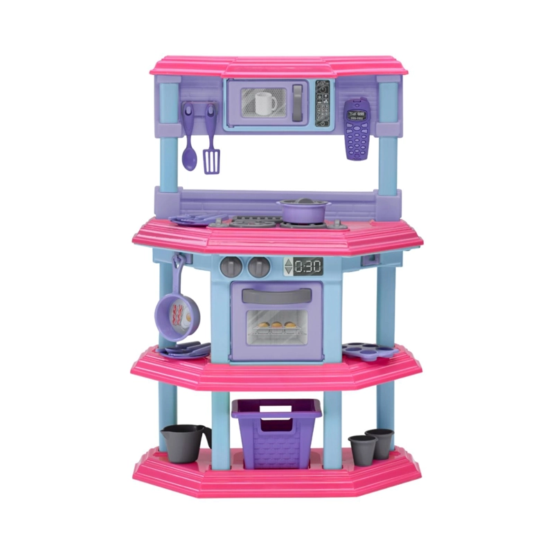 COCINA JUGUETE PLASTICA ROSADA + ACCESORIOS 51X22X75CM - 1