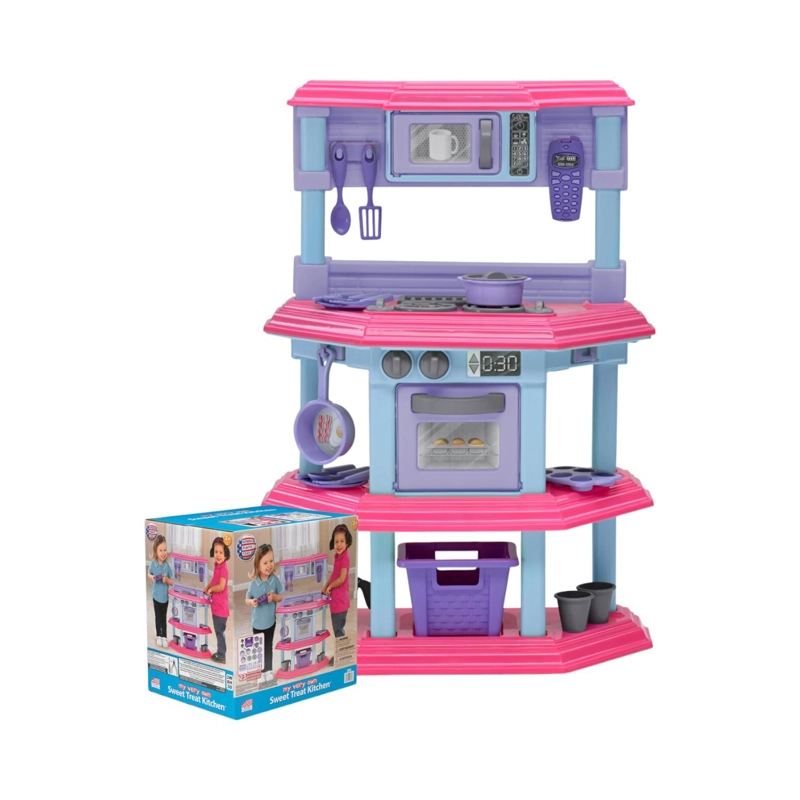 COCINA JUGUETE PLASTICA ROSADA + ACCESORIOS 51X22X75CM - 3