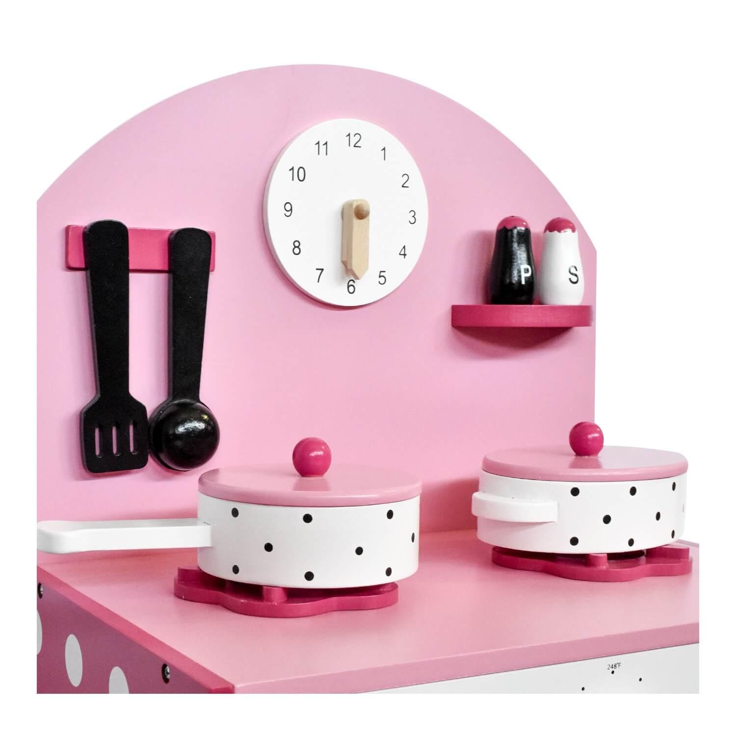 COCINA DE MADERA COC001 ROSADA + ACCESORIOS 43.5X23.5X70 GAMEPOWER - 3