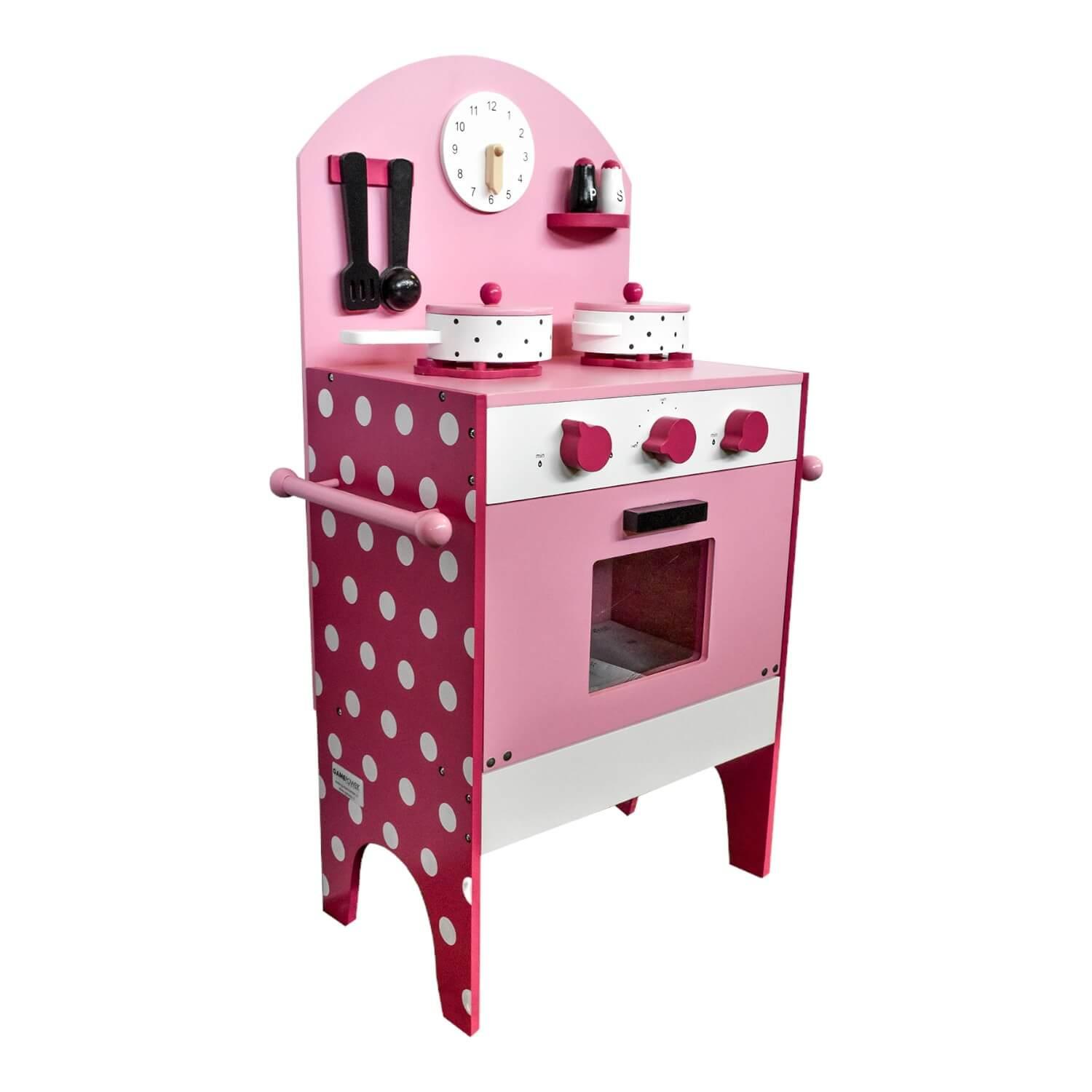 COCINA DE MADERA COC001 ROSADA + ACCESORIOS 43.5X23.5X70 GAMEPOWER - 5