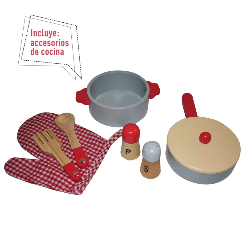 COCINA DE MADERA GAMEPOWER COC003 ROJO ROJA + ACCESORIOS 54X30X90 CM - 5