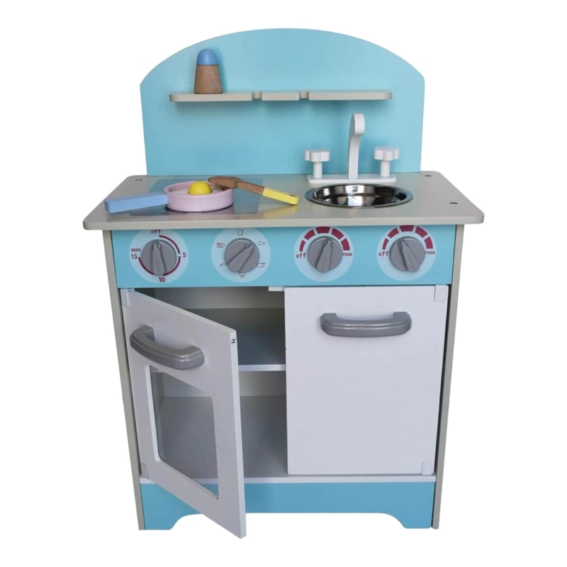 COCINA DE MADERA CELESTE + ACCESORIOS 45X26X64,5CM GAMEPOWER - 1