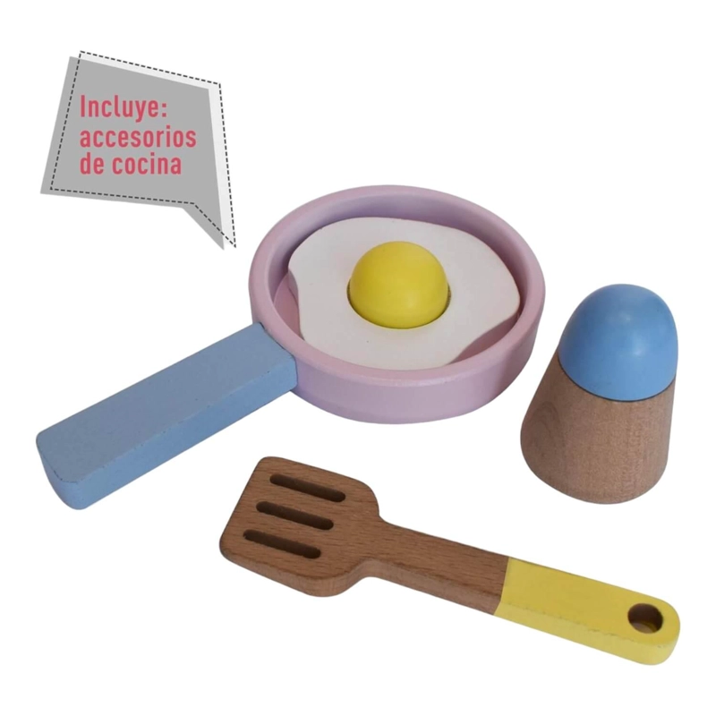 COCINA DE MADERA CELESTE + ACCESORIOS 45X26X64,5CM GAMEPOWER - 2