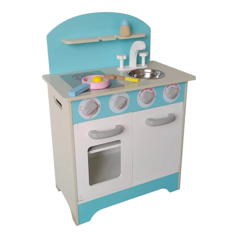 COCINA DE MADERA CELESTE + ACCESORIOS 45X26X64,5CM GAMEPOWER - 4