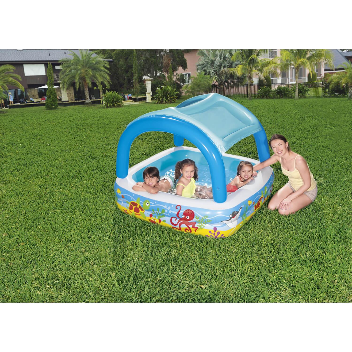 PISCINA INFLABLE BESTWAY 52192 MULTICOLOR CON TOLDO DESMONTABLE 140X140X114 CM - 3