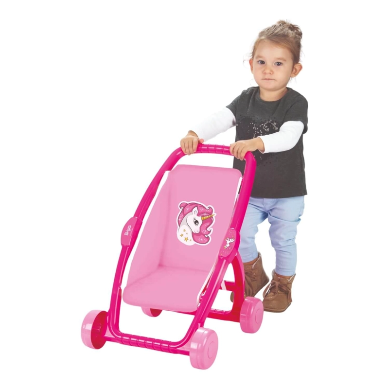 COCHECITO DE MUÑECA DOLU DL2559 ROSADO DISEÑO UNICORNIO - 2