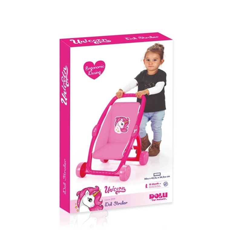 COCHECITO DE MUÑECA DOLU DL2559 ROSADO DISEÑO UNICORNIO - 5