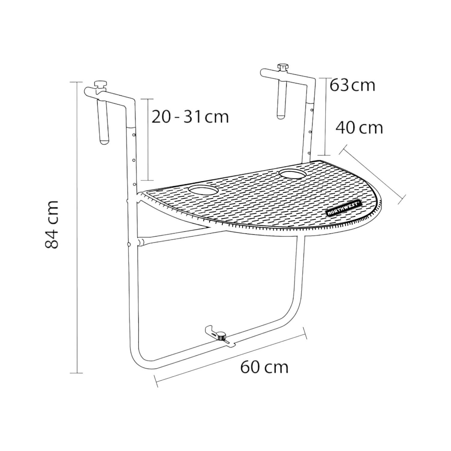 MESA NORTHWEST NW-BT60 BALCON 60CM ACERO - 6