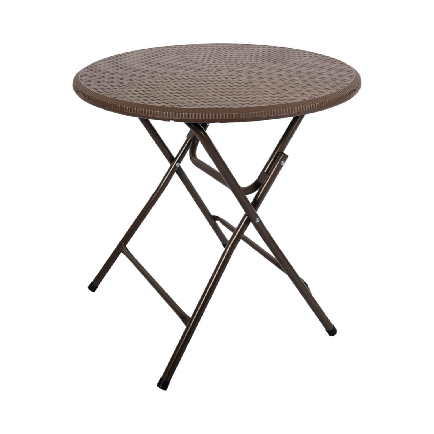 MESA NORTHWEST NW-RT80 PLEGABLE REDONDA RATTAN 80CM CAFÉ ACERO - 1