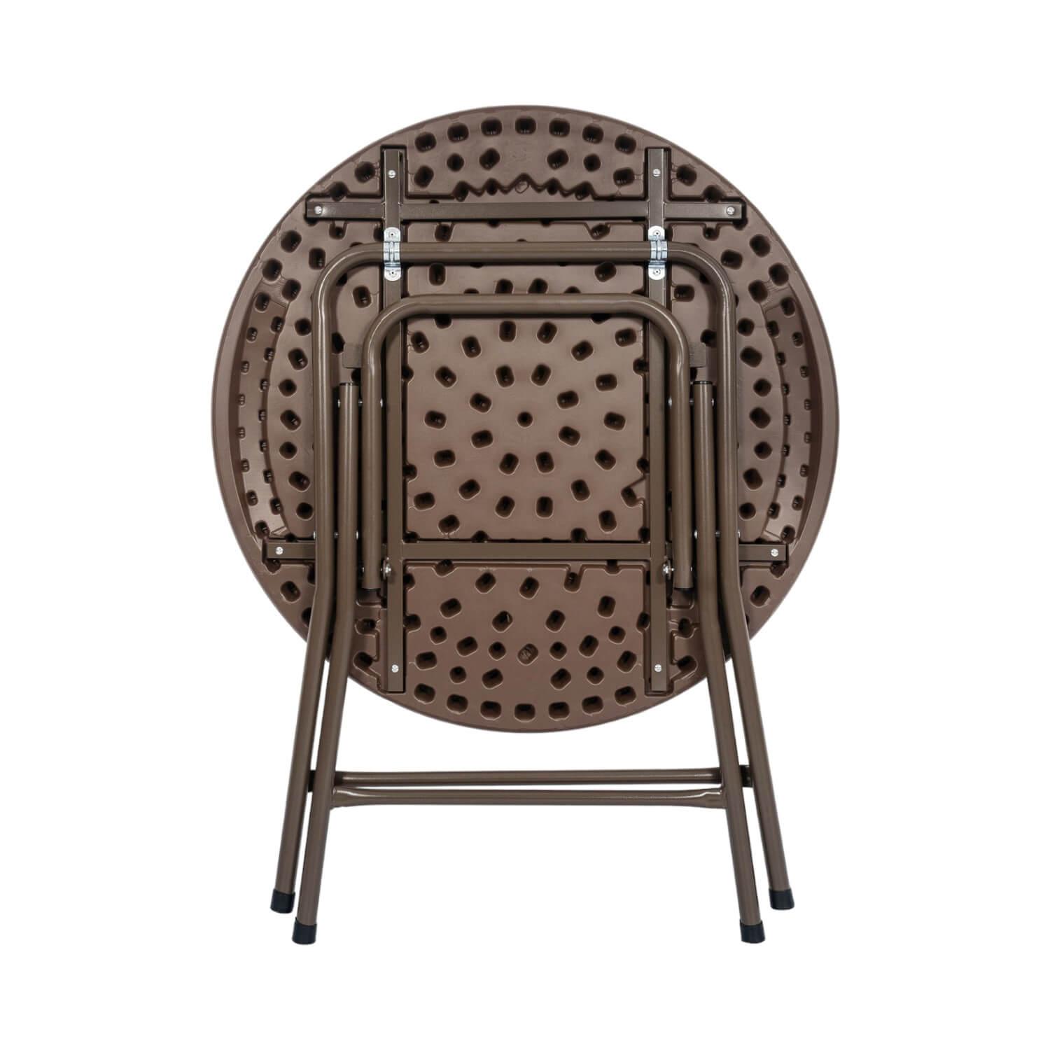 MESA NORTHWEST NW-RT80 PLEGABLE REDONDA RATTAN 80CM CAFÉ ACERO - 2