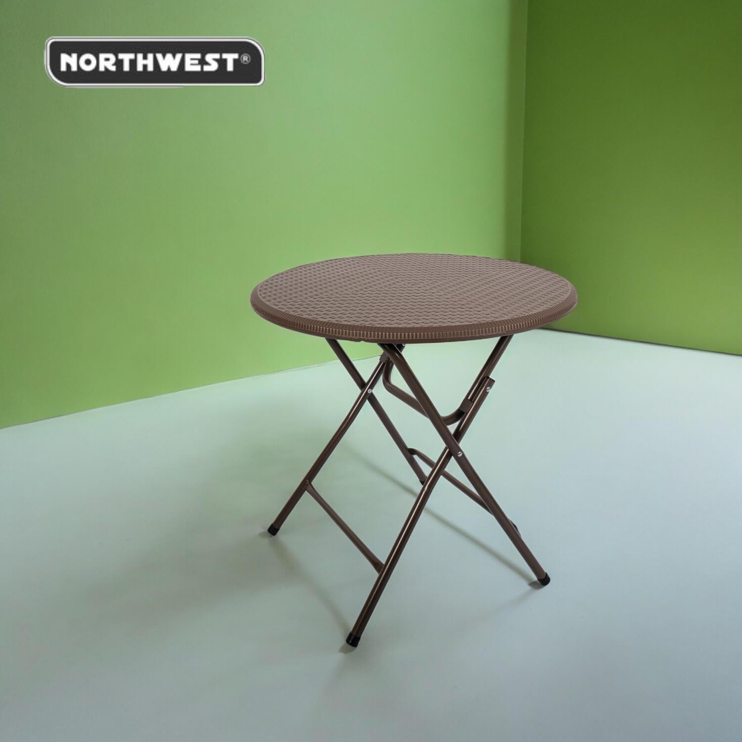 MESA NORTHWEST NW-RT80 PLEGABLE REDONDA RATTAN 80CM CAFÉ ACERO - 4
