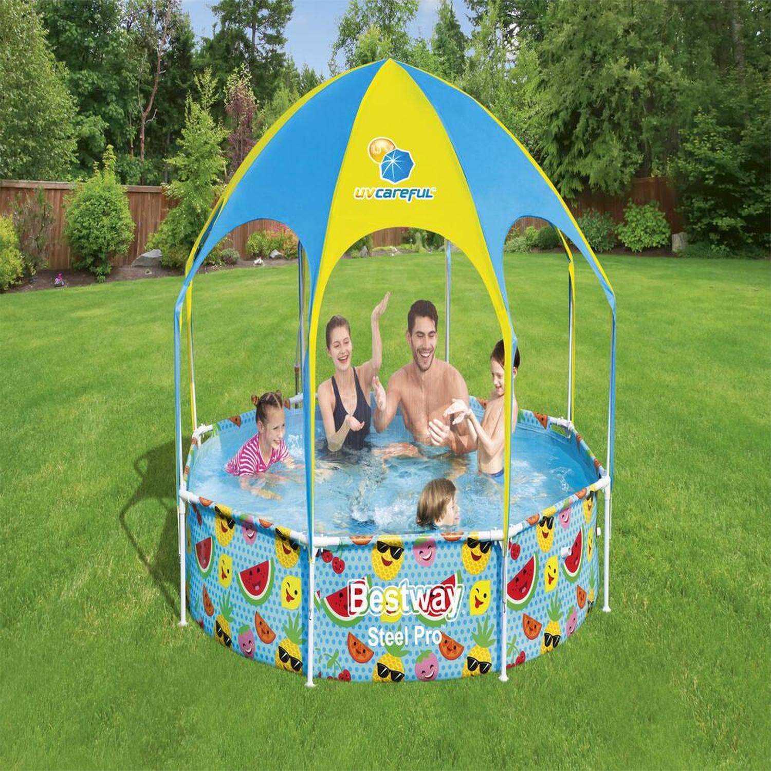 PISCINA BESTWAY REDONDA CON TOLDO Y NEBLINA AGUA 2.44MX51CM - 2
